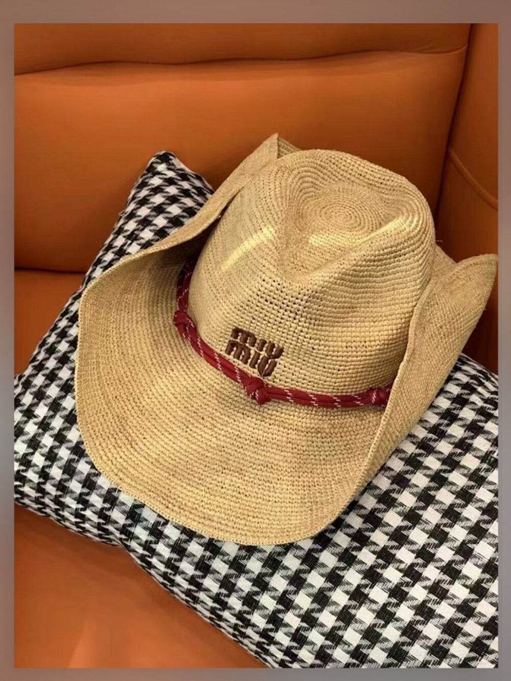 Miu Miu Sleek Hand-Crocheted Lightweight Wide Brim Outdoor Hat